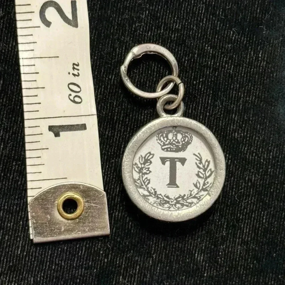 Pick Up Sticks Jewelry Monogram T Charm. Two sides.